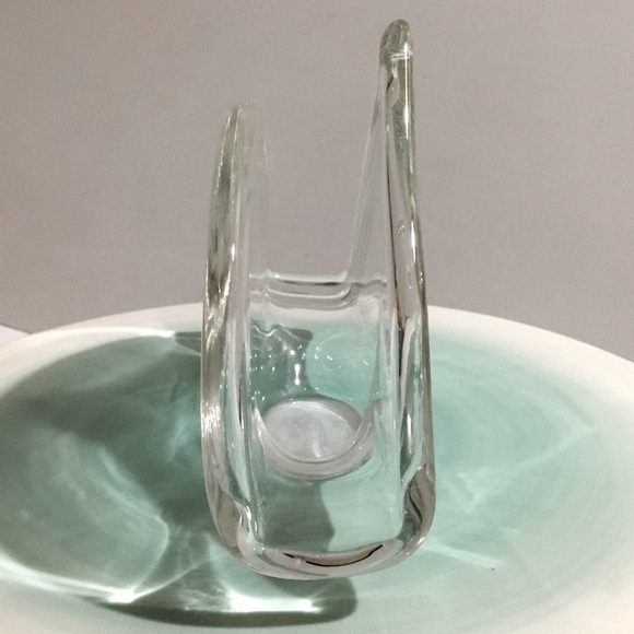 Vintage handblown clear crystal art glass napkin holder - Picture 4 of 6